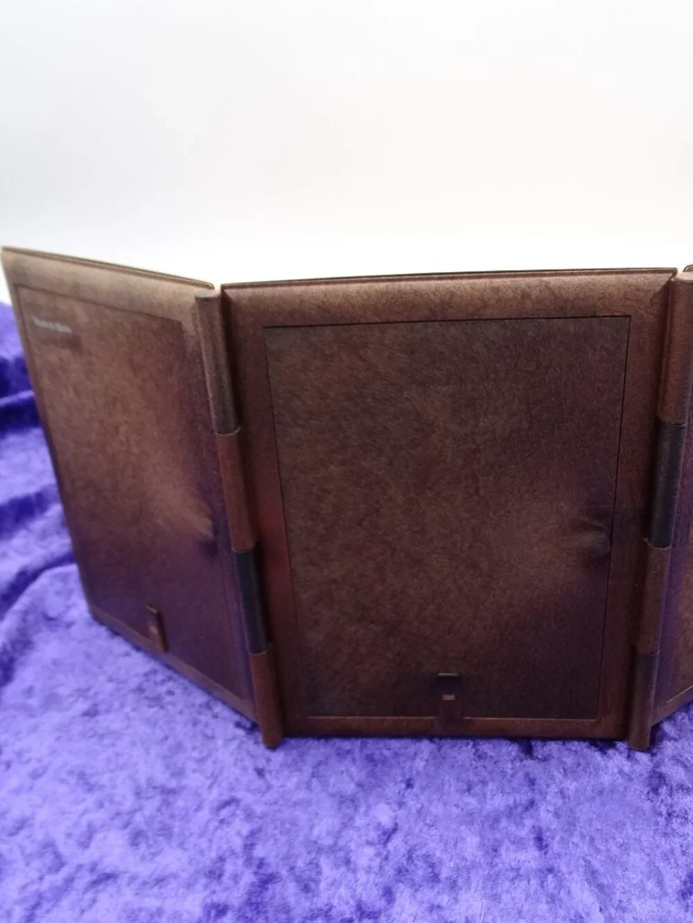 Reed & Barton Triple Hinged Beaded Silverplate Picture Frame In Box 3x5